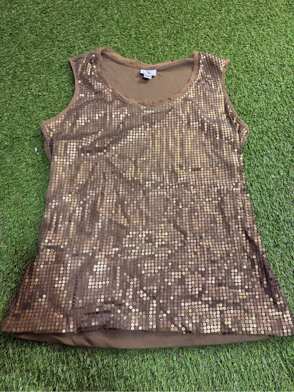 Worthington Bronze Sequin Tank Top